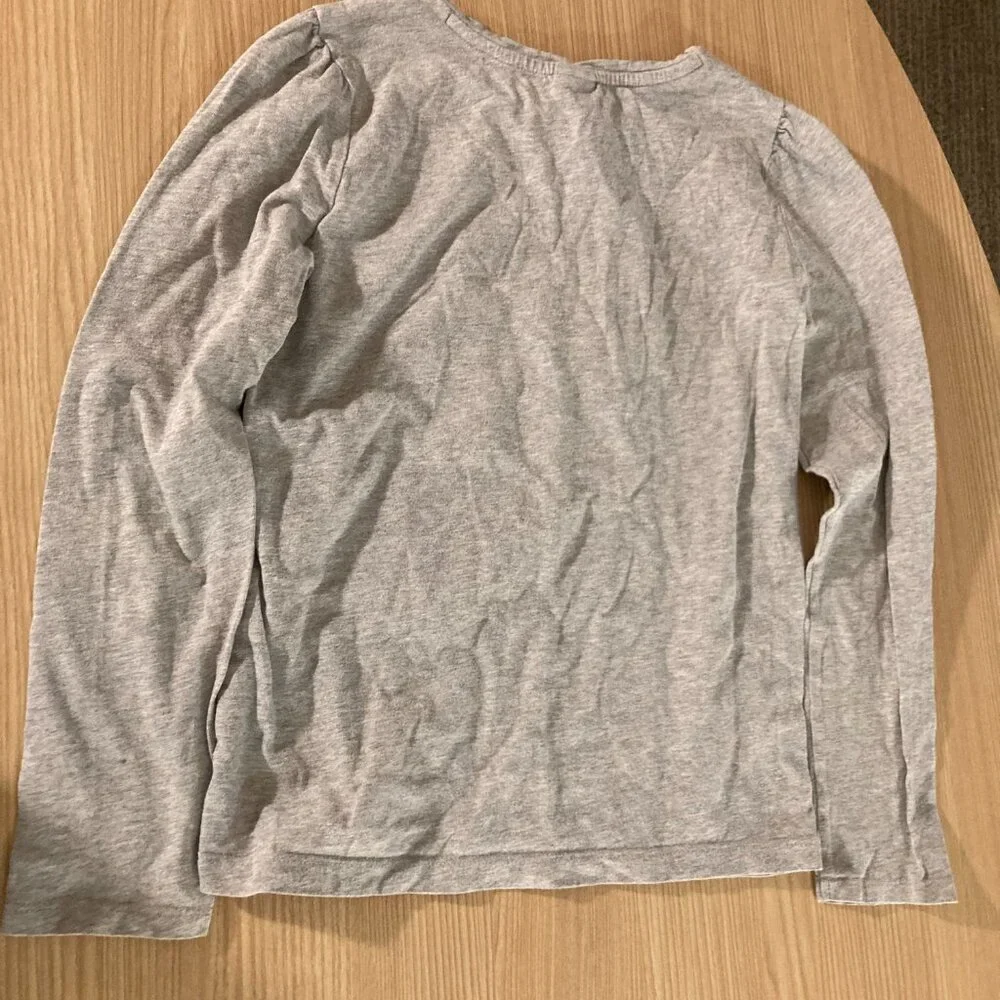 Gymboree Gray Long Sleeve T Shirt 12 Ostrich Top Hat Graphic Tulle Detail GUC